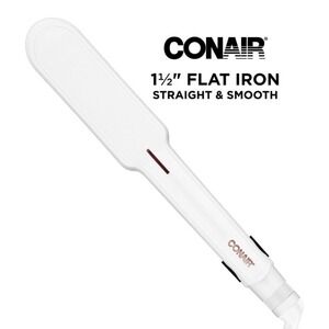 Conair Double Ceramic Flat Iron 1.5 Inch White Rose Gold CS222 Straight Smooth